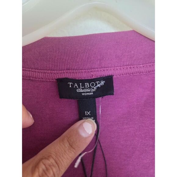 NWOT Talbots Purple Scoop Neck w/Sequin Detail 100% Cotton Blouse size 1X - Picture 5 of 7
